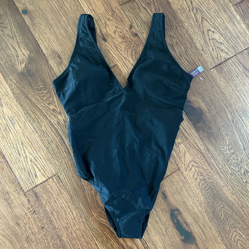 NWT ADORE ME Black One-Piece Swimsuit SIZE 1XL - Tie Back for snug fit